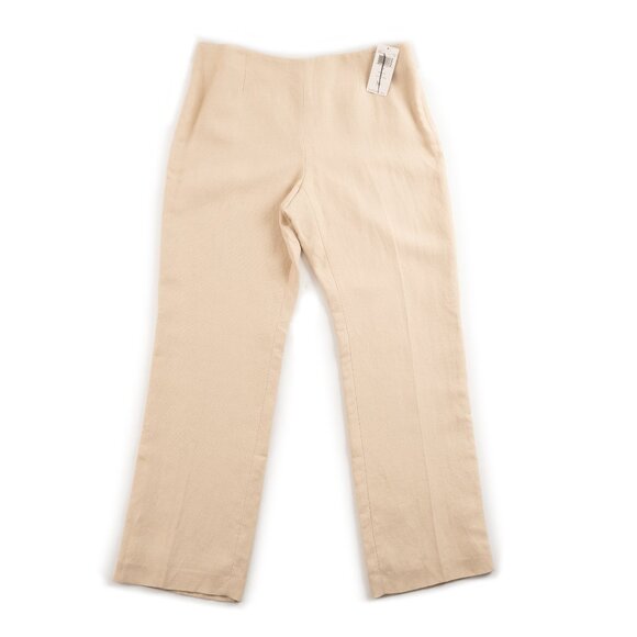 NEW DANA BUCHMAN tan cream flax linen blend pants size 16 - Picture 1 of 10